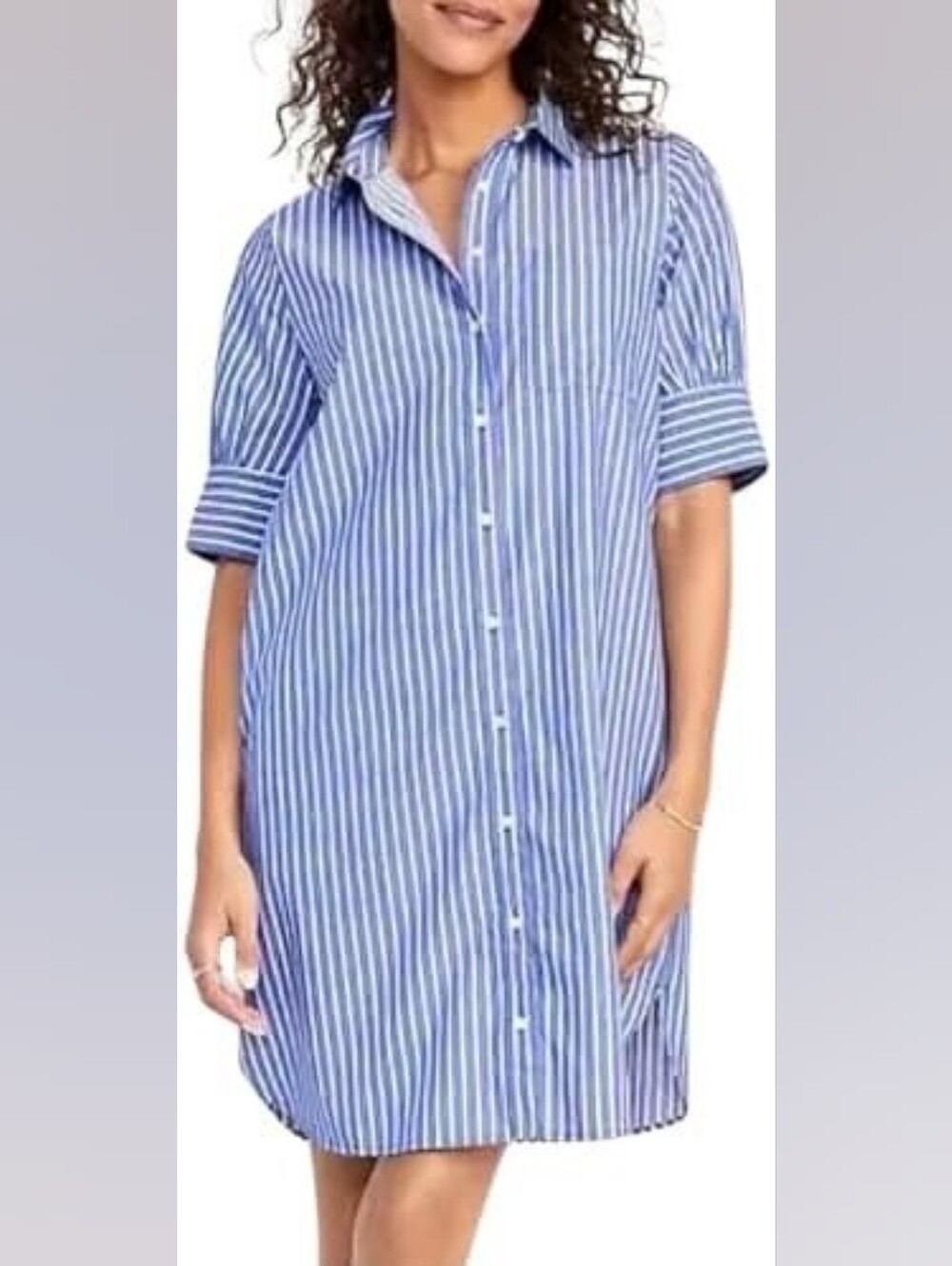 Old Navy Blue and White Striped Button-Front Dress